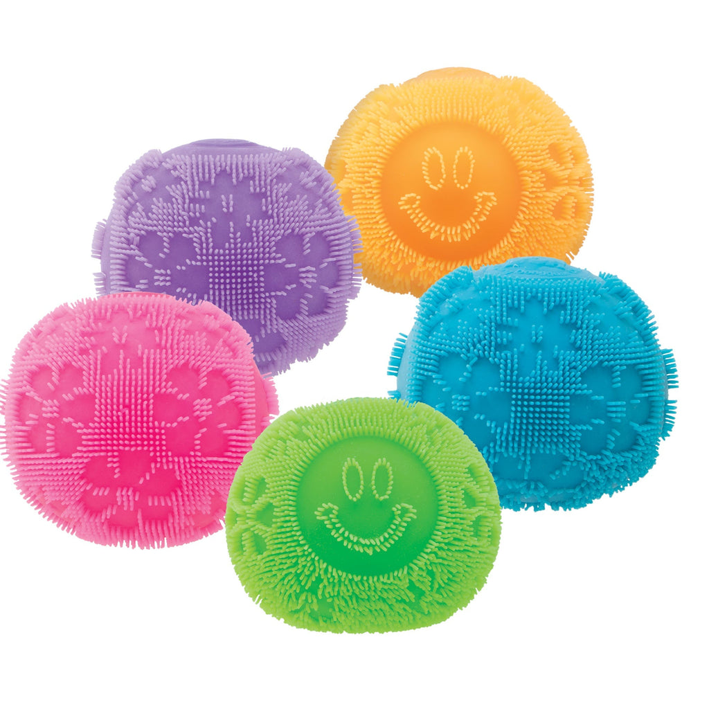 Spiky Ribbed NeeDoh Fuzz Ball Flower Power | Signature Elm Point - Shaggy Tactile Ribbed Stress Relief Toy Detail