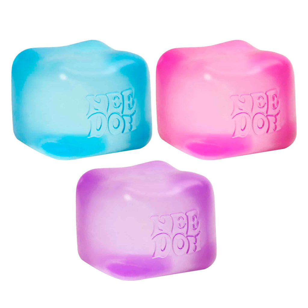 Ice-Cube Texture NeeDoh Nice Cube | Series Elm Bridge - 3-Piece Assorted Nice Cubes Pack for Fidgeting Detail