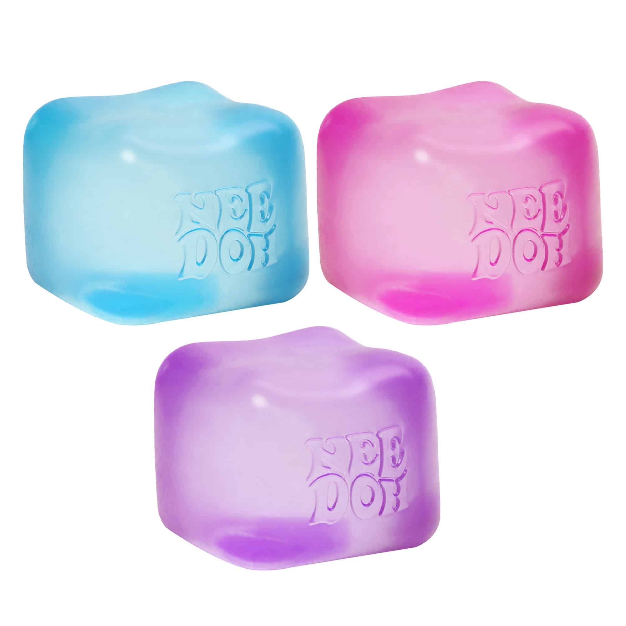 Ice-Cube Texture NeeDoh Nice Cube | Series Elm Bridge - 3-Piece Assorted Nice Cubes Pack for Fidgeting Detail