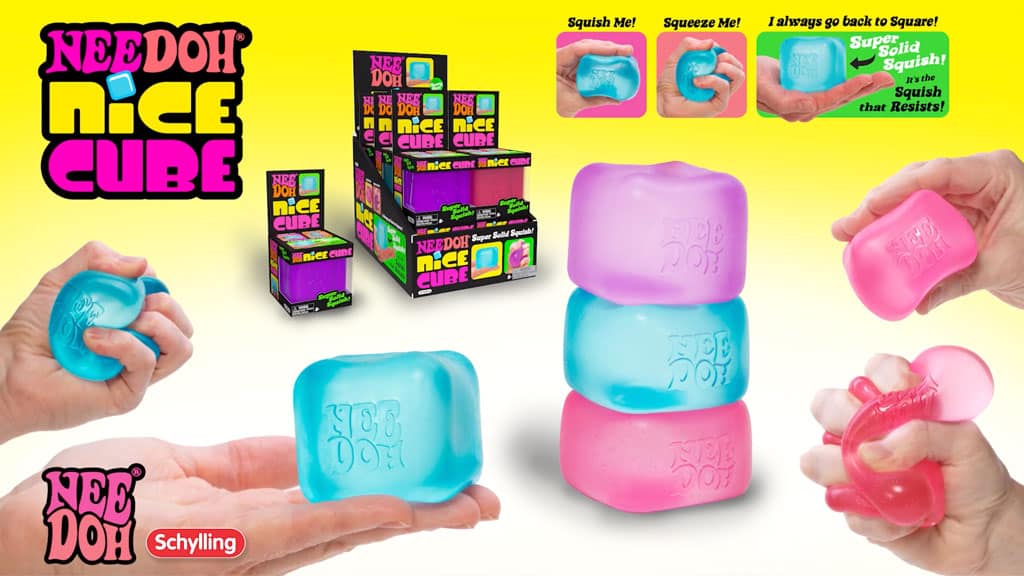 Ice-Cube Texture NeeDoh Nice Cube | Series Elm Bridge - 3-Piece Assorted Nice Cubes Pack for Fidgeting Detail